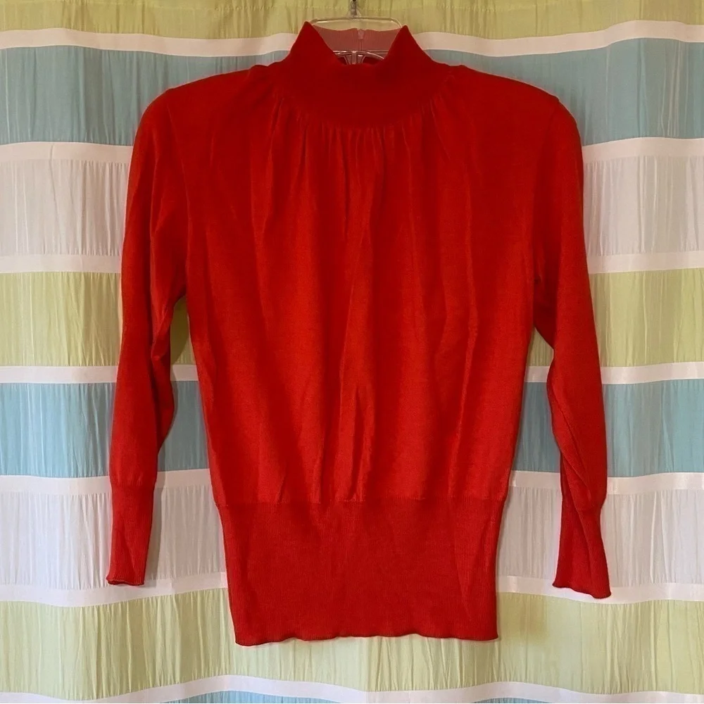 Vintage Mondi Sweater Knit High Neck Red Rust Sz 34
